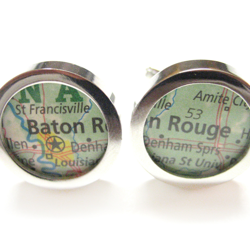 Baton Rouge Louisiana Map Cufflinks Gem